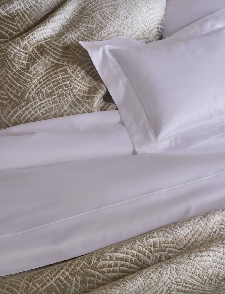 Frette Grace Sateen bedding, Italian-crafted luxury sheets with smooth dense weave and subtle glow